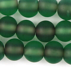 Glass Beads - 8mm Round - Matte Colourlined - Pale Green