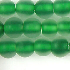 Glass Beads - 8mm Round - Matte Colourlined - Green