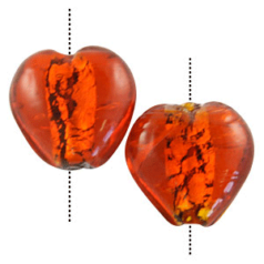 15x17mm Heart Silverfoil Bead - RED
