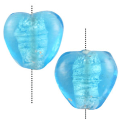 15x17mm Heart Silverfoil Bead- AQUA