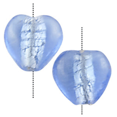 15x17mm Heart Silverfoil Bead - BLUE