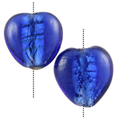 15x17mm Heart Silverfoil Bead - DARK BLUE
