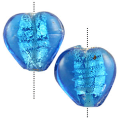 15x17mm Heart Silverfoil Bead - DARK AQUA