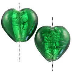 15x17mm Heart Silverfoil Bead - EMERALD