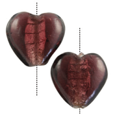 15x17mm Heart Silverfoil Bead - DARK AMETHYST