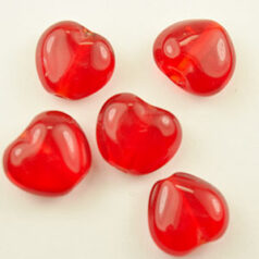 13mm Heart Transparent - Red