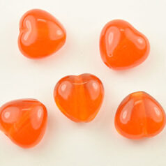 13mm Heart Transparent - Orange