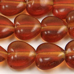 Beads, Glass Beads,  13mm Heart Transparent, TOPAZ