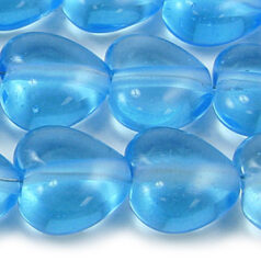 13mm Heart Transparent - Aqua