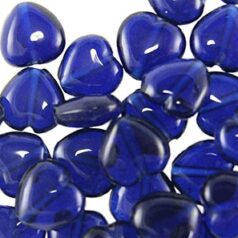 13mm Heart Transparent - Cobalt Blue