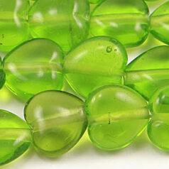 13mm Heart Transparent - Chartreuse