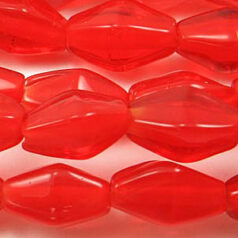 Beads, 12x7mm Bicone, Transparent, Red