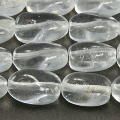 Beads, Glass Beads, 13x9x5mm Oval Twist Transparent, CRYSTAL