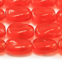 Beads, Glass Beads, 13x9x5mm Oval Twist Transparent - Red