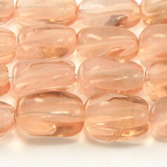 Beads, Glass Beads, 13x9x5mm Oval Twist Transparent - Pink