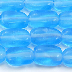 Beads, Glass Beads, 13x9x5mm Oval Twist Transparent  - Aqua