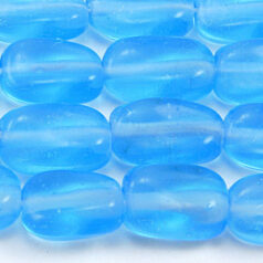 Beads, Glass Beads, 13x9x5mm Oval Twist Transparent, AQUA