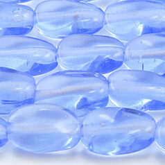 Beads, Glass Beads, 13x9x5mm Oval Twist Transparent, SAPPHIRE