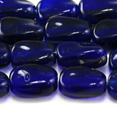 Beads, Glass Beads, 13x9x5mm Oval Twist Transparent - Cobalt Blue