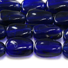 Beads, Glass Beads, 13x9x5mm Oval Twist Transparent, COBALT BLUE