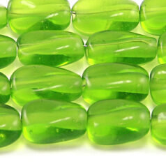 Beads, Glass Beads, 13x9x5mm Oval Twist Transparent - Chartreuse