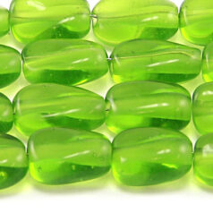 Beads, Glass Beads, 13x9x5mm Oval Twist Transparent, CHARTREUSE