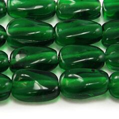 Beads, Glass Beads, 13x9x5mm Oval Twist Transparent - Emerald