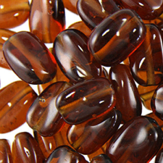 Beads, Glass Beads, 13x9x5mm Oval Twist Transparent - Dark Topaz