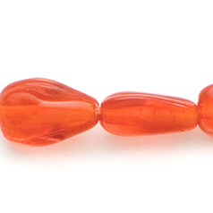 Beads, Glass Beads, 13x6mm Drop Twist Transparent, Red