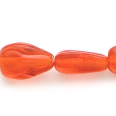 Beads, Glass Beads, 13x6mm Drop Twist Transparent, RED