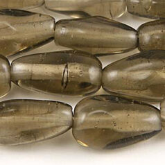 Beads, Glass Beads, 13x6mm Drop Twist Transparent, GREY