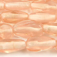 Beads, Glass Beads, 13x6mm Drop Twist Transparent, PINK