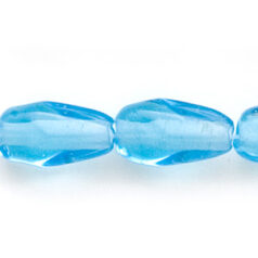 Beads, Glass Beads, 13x6mm Drop Twist Transparent, Aqua