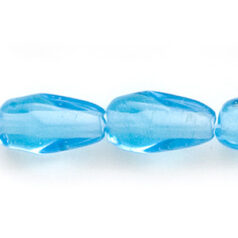 Beads, Glass Beads, 13x6mm Drop Twist Transparent, AQUA