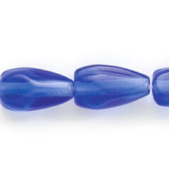 Beads, Glass Beads, 13x6mm Drop Twist Transparent, COBALT BLUE