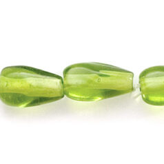 Beads, Glass Beads, 13x6mm Drop Twist Transparent, CHARTREUSE