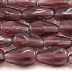Beads, Glass Beads, 13x6mm Drop Twist Transparent, AMETHYST