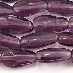 Beads, Glass Beads, 13x6mm Drop Twist Transparent, PLUM