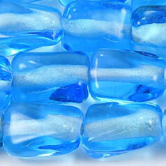 Beads, Glass Beads, 13x9x6mm Rectangle Twist Transparent, LIGHT SAPPHIRE