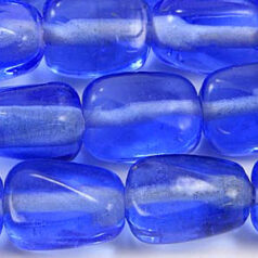Beads, Glass Beads, 13x9x6mm Rectangle Twist Transparent, SAPPHIRE