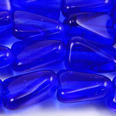 Beads, Glass Beads, 13x9x6mm Rectangle Twist Transparent, DARK SAPPHIRE