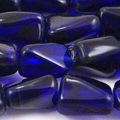 Beads, Glass Beads, 13x9x6mm Rectangle Twist Transparent, COBALT BLUE