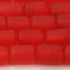 Beads, Glass Beads,  9x6mm Tube Transparent Matte, RED