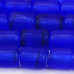 Beads, Glass Beads,  9x6mm Tube Transparent Matte, COBALT BLUE