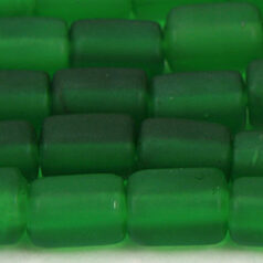 Beads, Glass Beads,  9x6mm Tube Transparent Matte, EMERALD