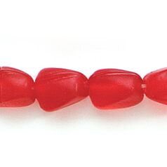 Beads, Glass Beads,  9x6mm Tube Twist Transparent matte, Red
