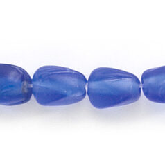 Beads, Glass Beads,  9x6mm Tube Twist Transparent matte, Cobalt Blue