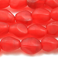 Beads, Glass Beads, 12x9mm Oval Twist Transparent matte, Red