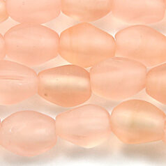 Beads, Glass Beads, 12x9mm Oval Twist Transparent matte,  Pink