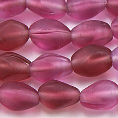 Beads, Glass Beads, 12x9mm Oval Twist Transparent matte, Rose